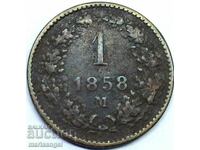 1 Kreuzer 1858 M - Milan Austria for Italy - rare