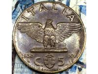 1938 5 centesimi Italia Vultur bronz