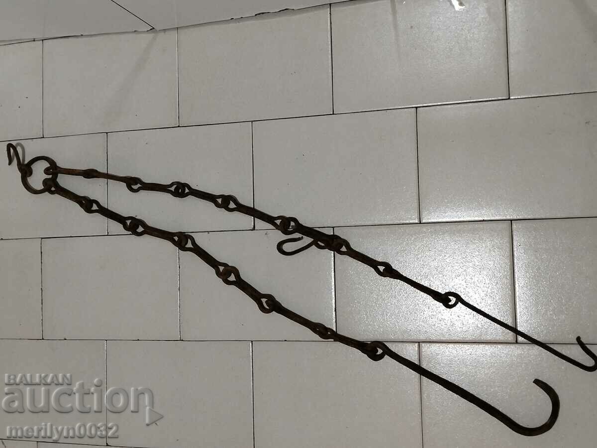 Old wrought iron chain with hook, hearth chain hook chain with price 43.00 BGN | € 21.99 Old wrought iron chain with hook, hearth chain hook chain with price 43.00 BGN | € 21.99
