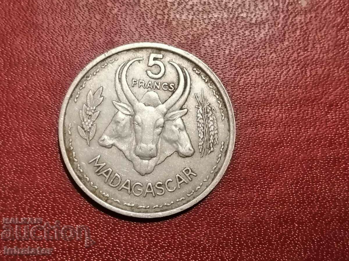 1953 год Мадагаскар 5 франка Алуминий