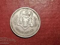 1953 год Мадагаскар 5 франка Алуминий