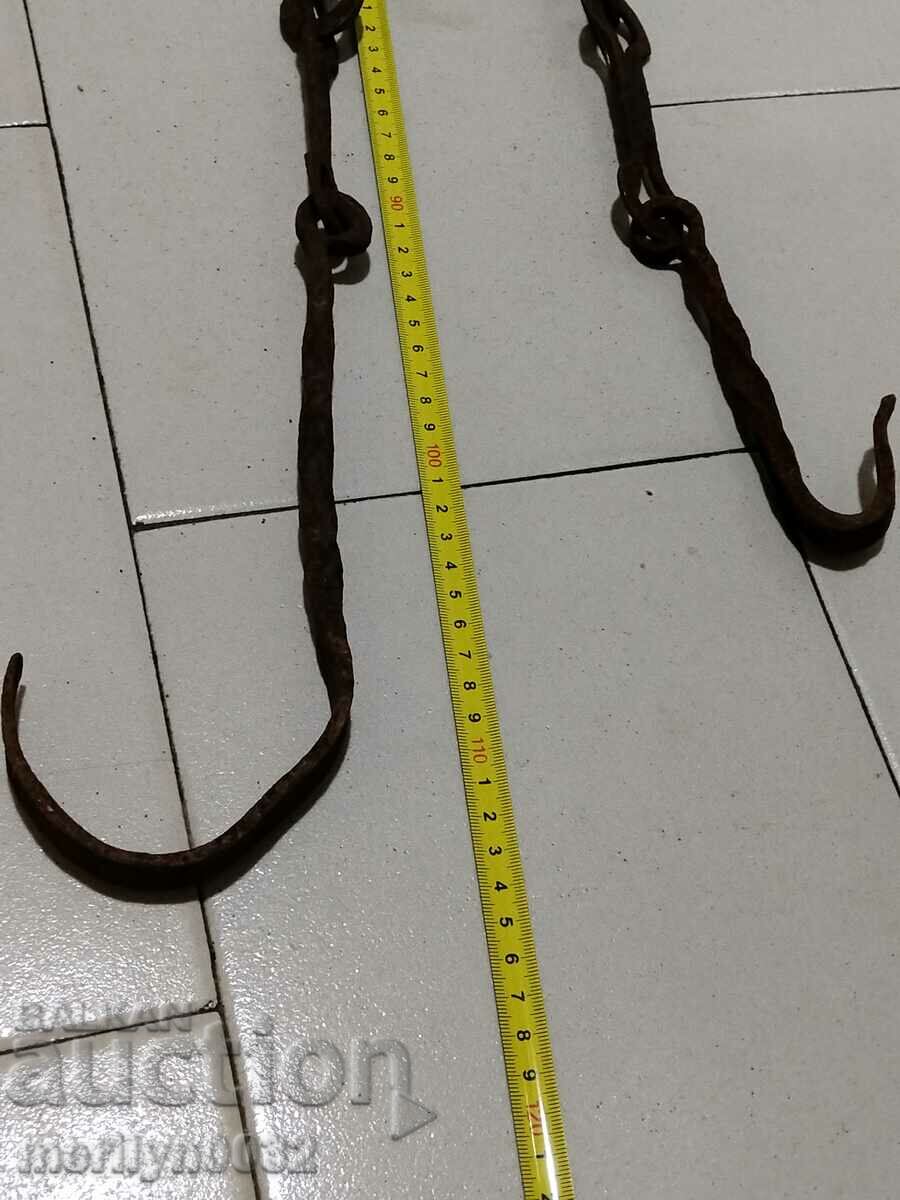Old wrought iron chain with hook, hearth chain hook chain - 6 Old wrought iron chain with hook, hearth chain hook chain - 6