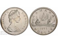 Канада 1 долар 1965 индианско кану Елизабет сребро