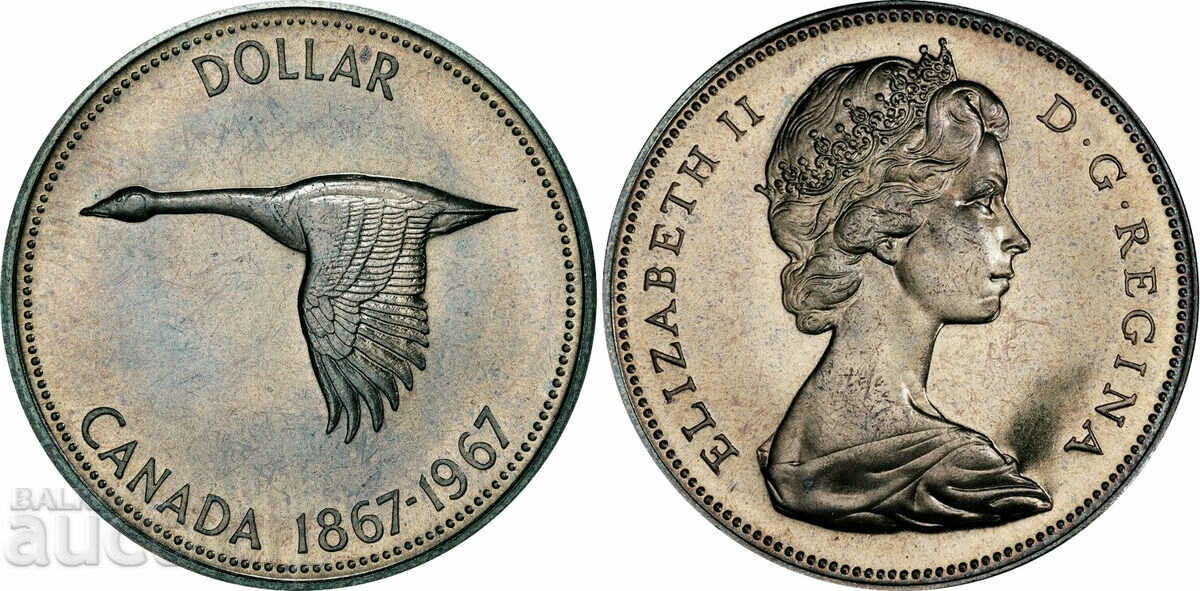 Canada $1 1967 Elizabeth Goose Silver