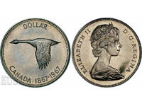 Канада 1 долар 1967 гъска Елизабет сребро
