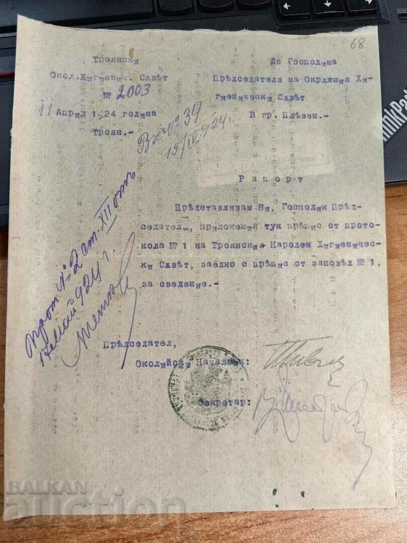 1924 PLEVEN CONSILIUL DE IGIENĂ DOCUMENT REGATUL BULGARIA