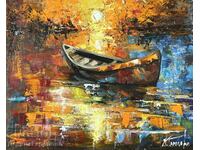 Denitsa Garelova ελαιογραφία 25/30 "Μοναχική βάρκα"