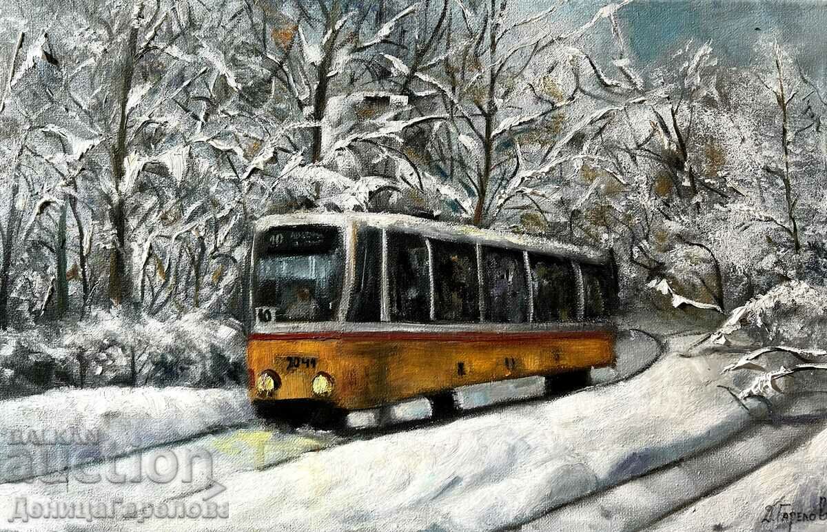 Denitsa Garelova oil painting 40/60 "Winter Sofia sketch"