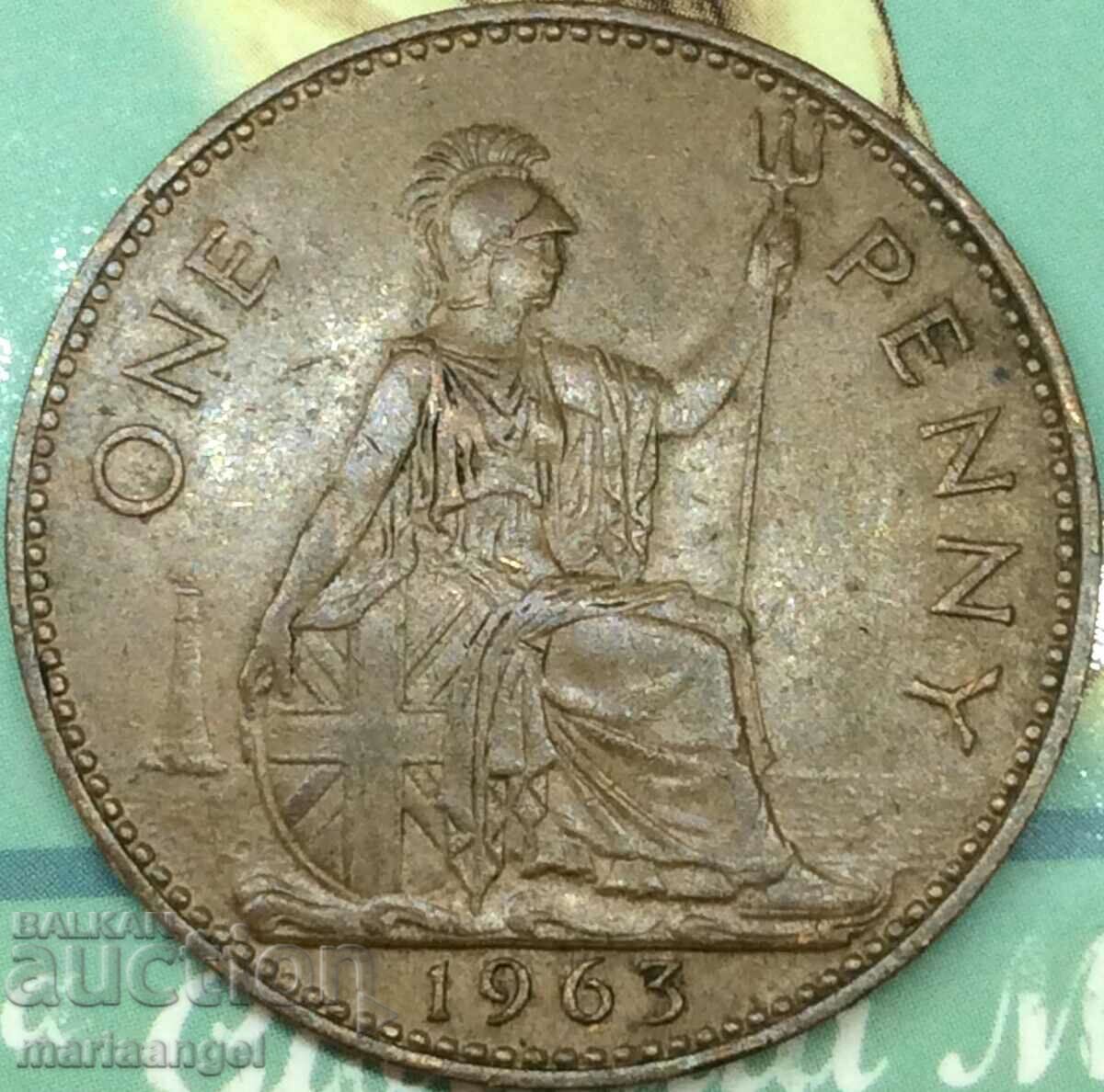 Великобритания 1 пени 1963 30мм бронз