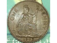 Marea Britanie 1 penny 1963 30mm bronz