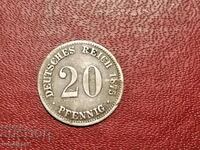 1875 20 pfennig J ασήμι Γερμανία
