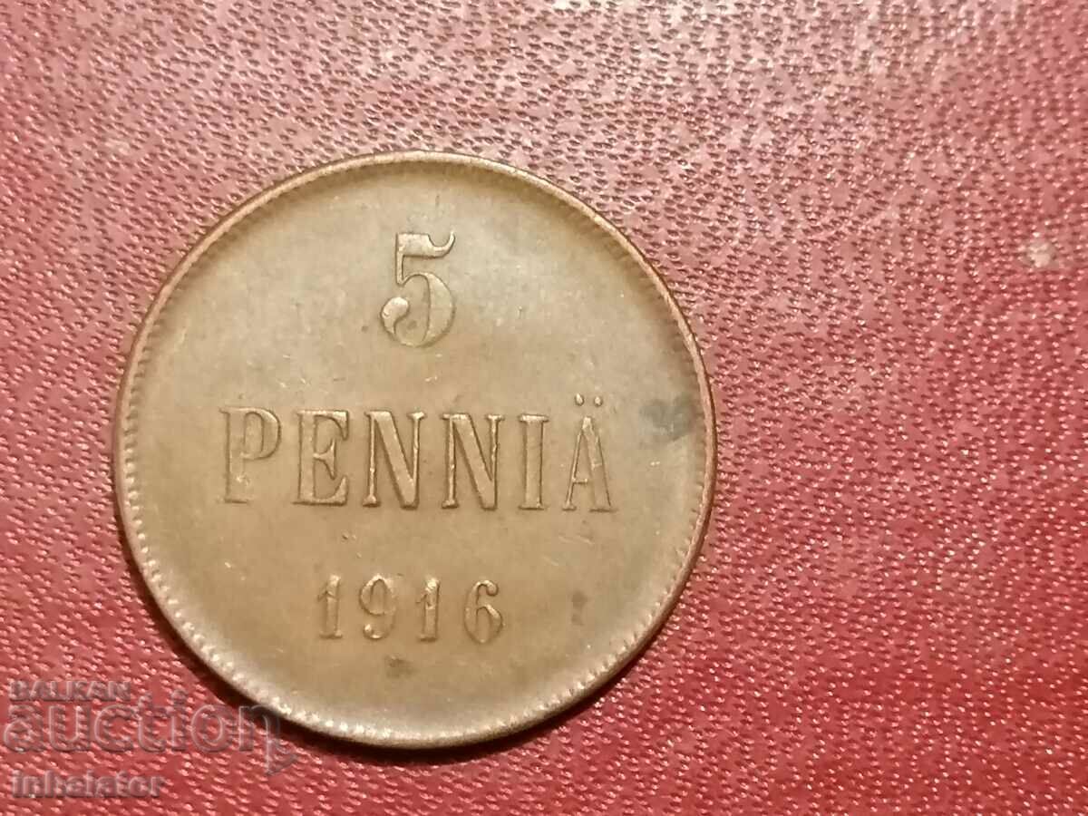 1916 Finland 5 pence pennies