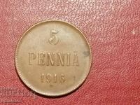 1916 Finlanda 5 pence penny