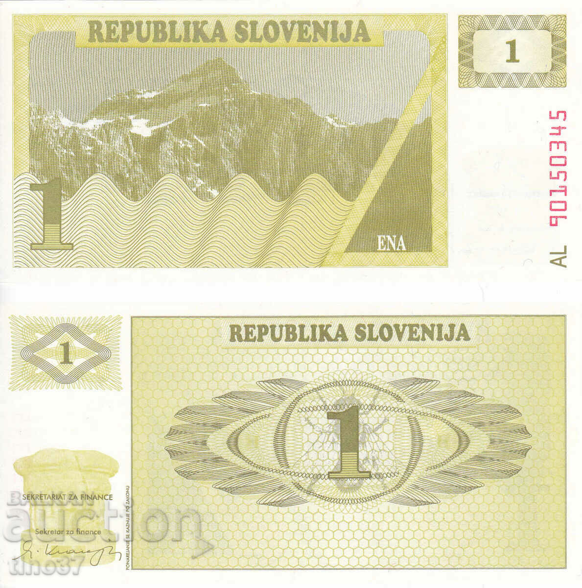 tino37- SLOVENIA - 1 TOLAR - 1990- UNC