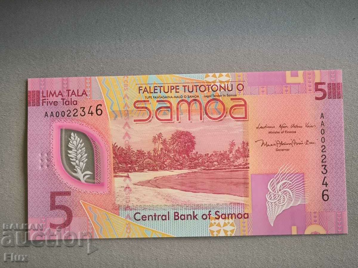Bancnota - Samoa - 5 tala UNC | 2023