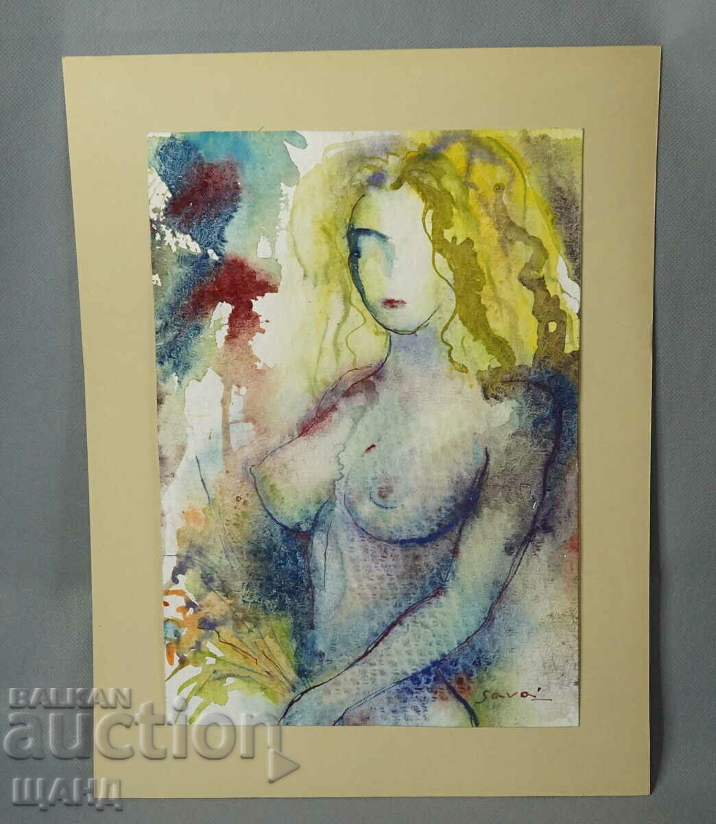 Sava Nikolov drawing painting watercolor erotica Girl