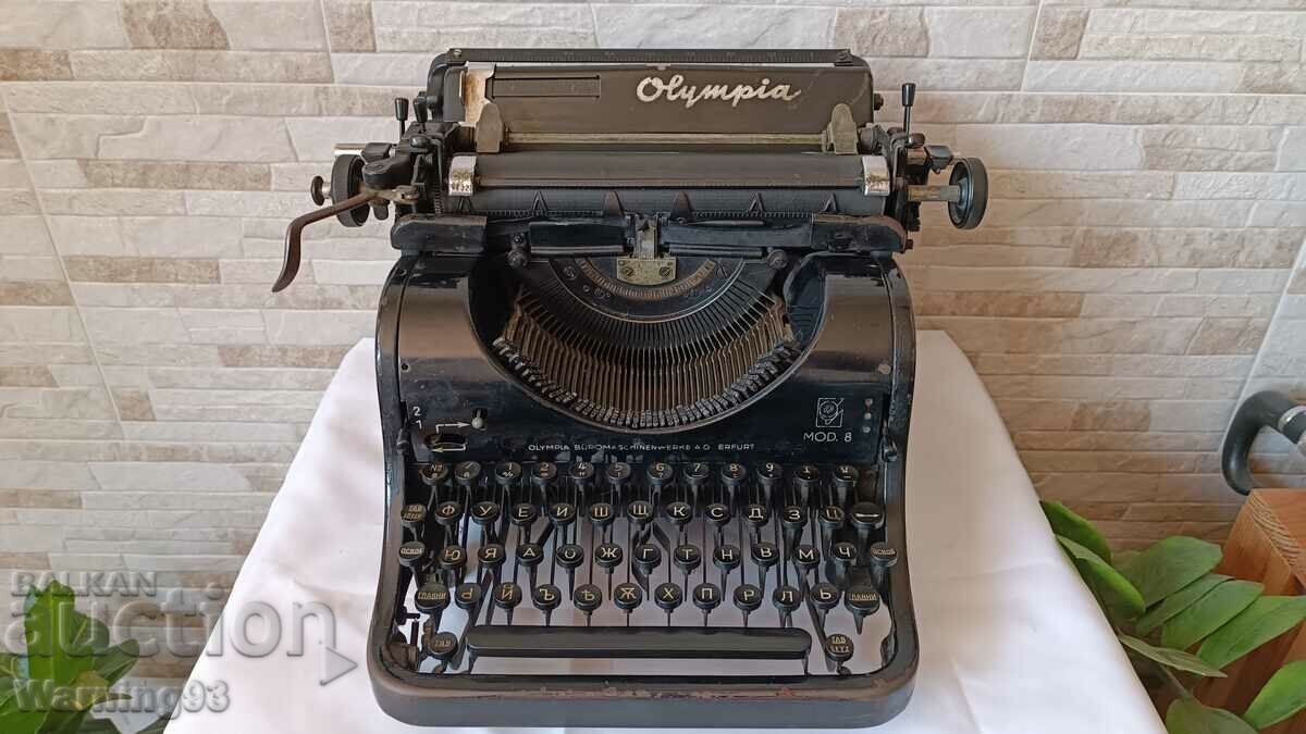 Mașină de scris veche Olympia Mod.8 - Fabricat în Germania - 1938
