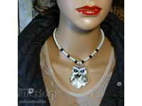 Choker necklace with mother of pearl and onyx + gift Jacket S K9