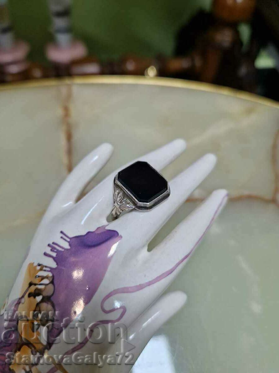 Παλιό Μοναδικό Αντίκες Δαχτυλίδι Μαύρο Όνυχα - 5