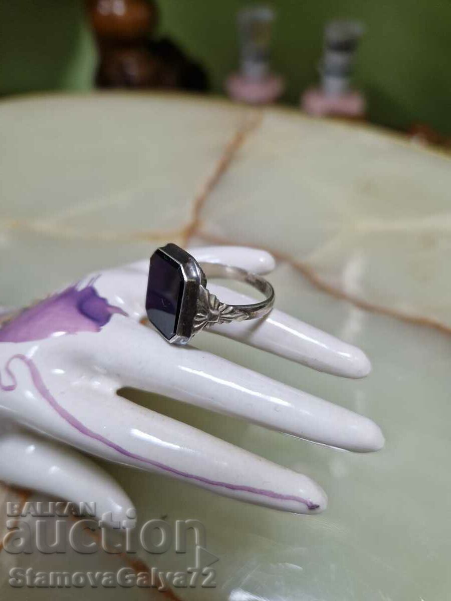 Old Unique Antique Black Onyx Ring