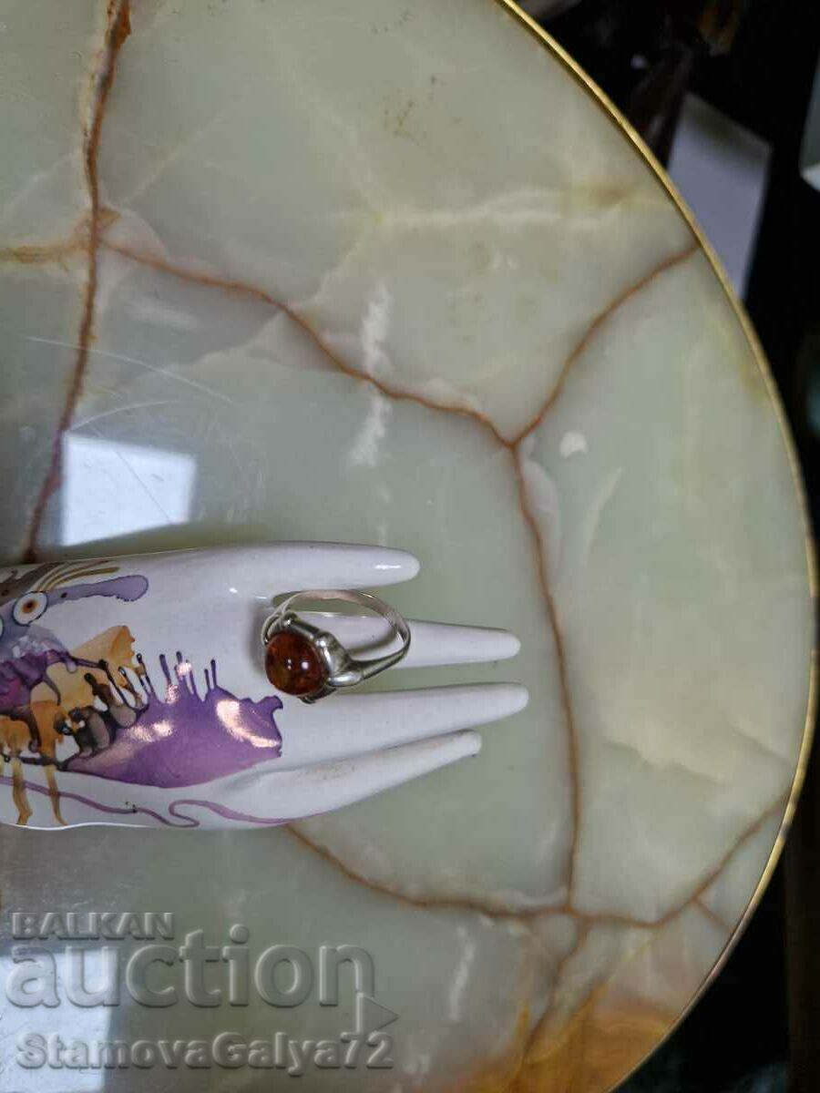 Delivery of A great antique silver ring with amber Delivery of A great antique silver ring with amber