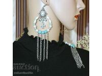 Earrings with turquoise and pearls + gift polo K2