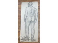 Стара Майсторска Рисунка молив еротика голо тяло