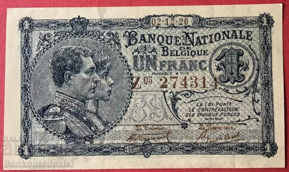 Belgium 1 Franc 1920 Pick 92 Ref 4314