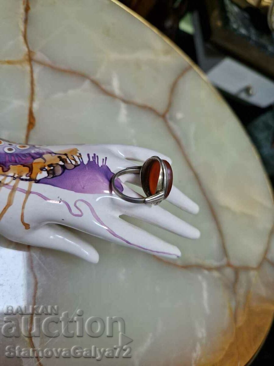 A lovely antique silver carnelian ring - 6 A lovely antique silver carnelian ring - 6
