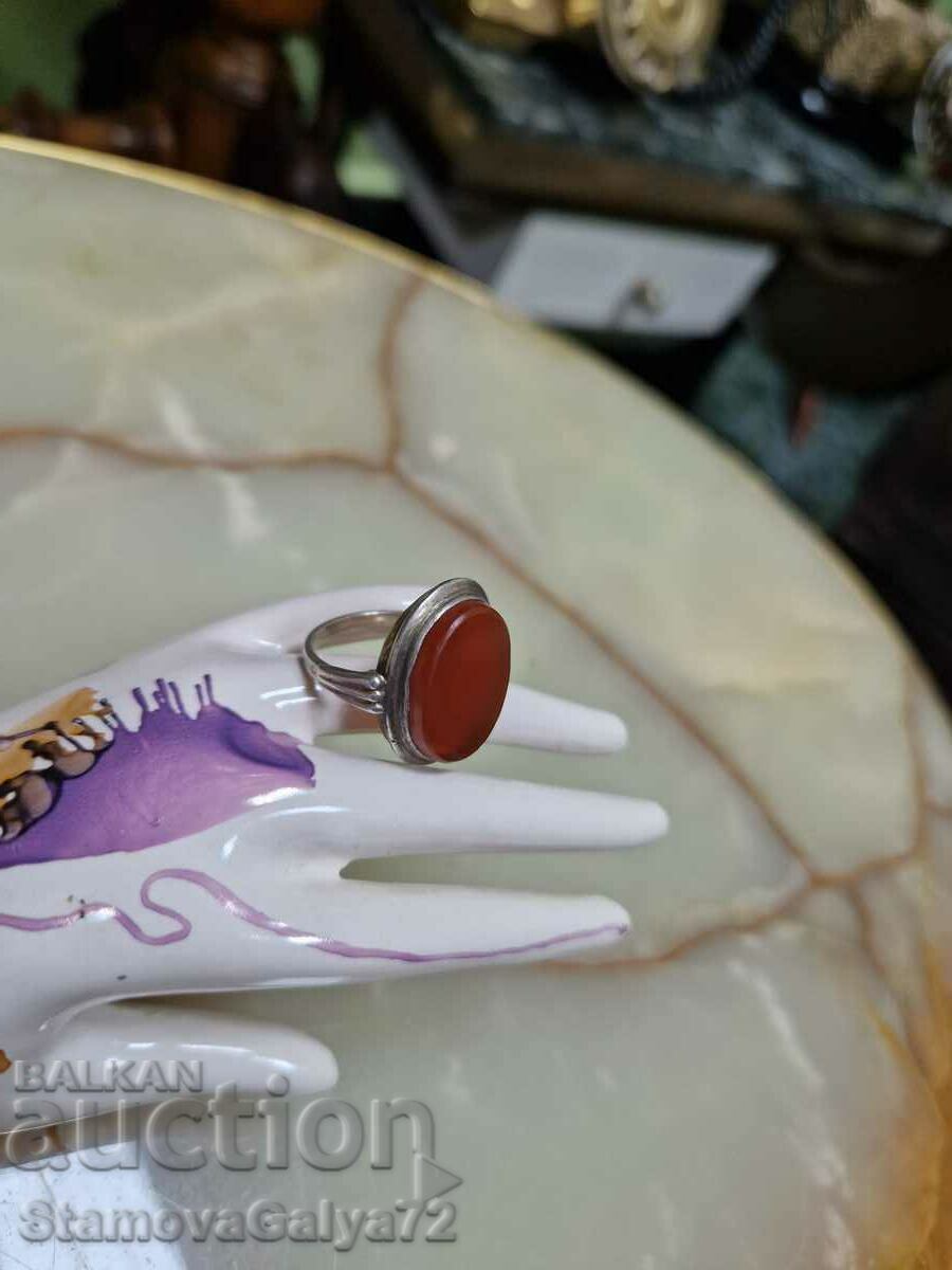 A lovely antique silver carnelian ring