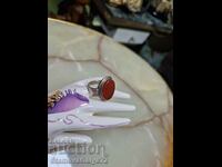 A lovely antique silver carnelian ring