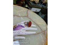 A lovely antique silver carnelian ring