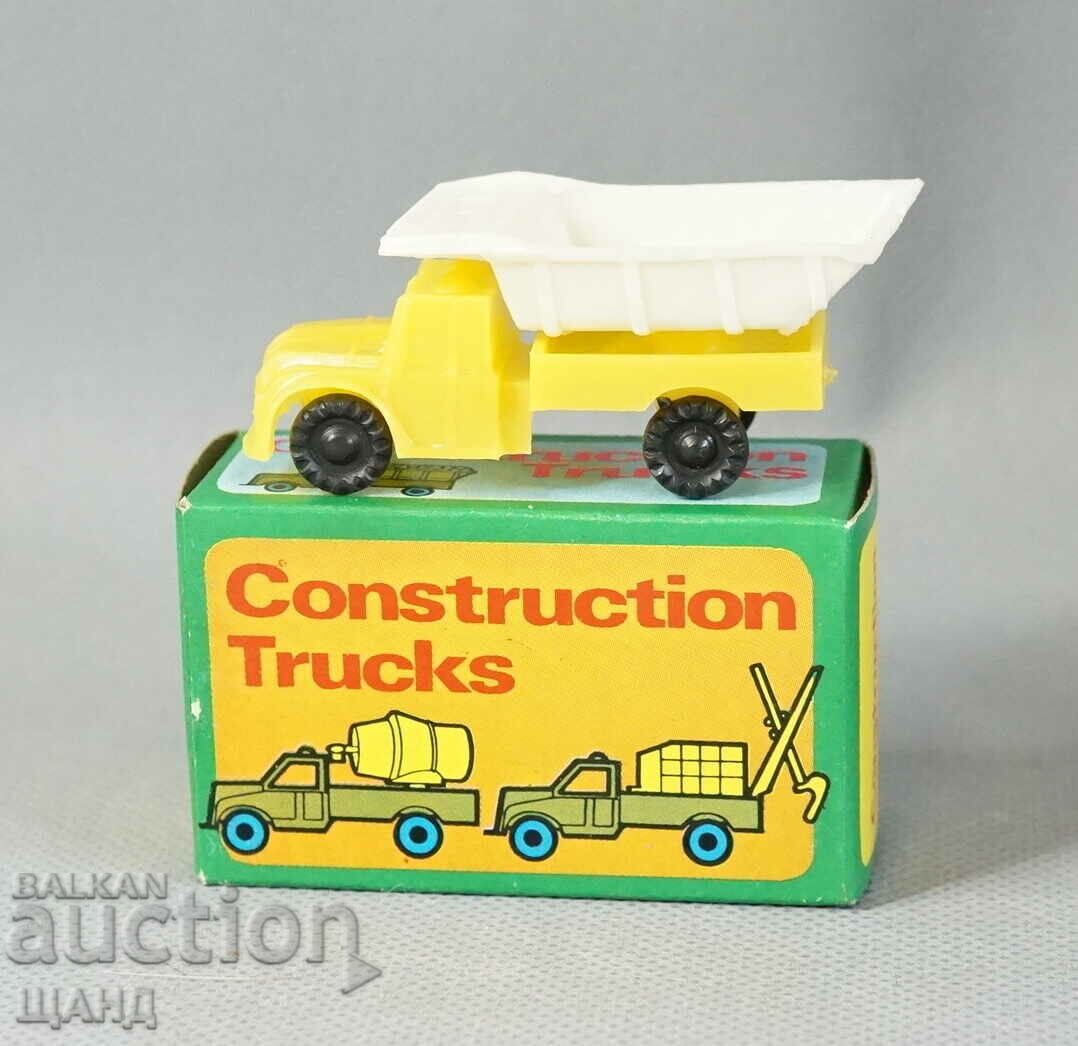 Old Soc plastic toy dump truck model with box