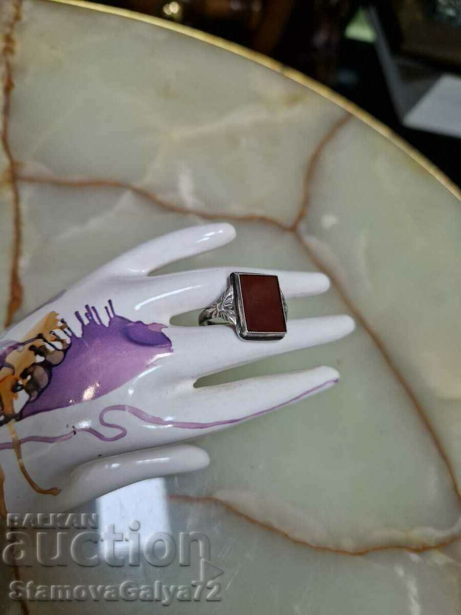 A great antique silver carnelian ring - 6