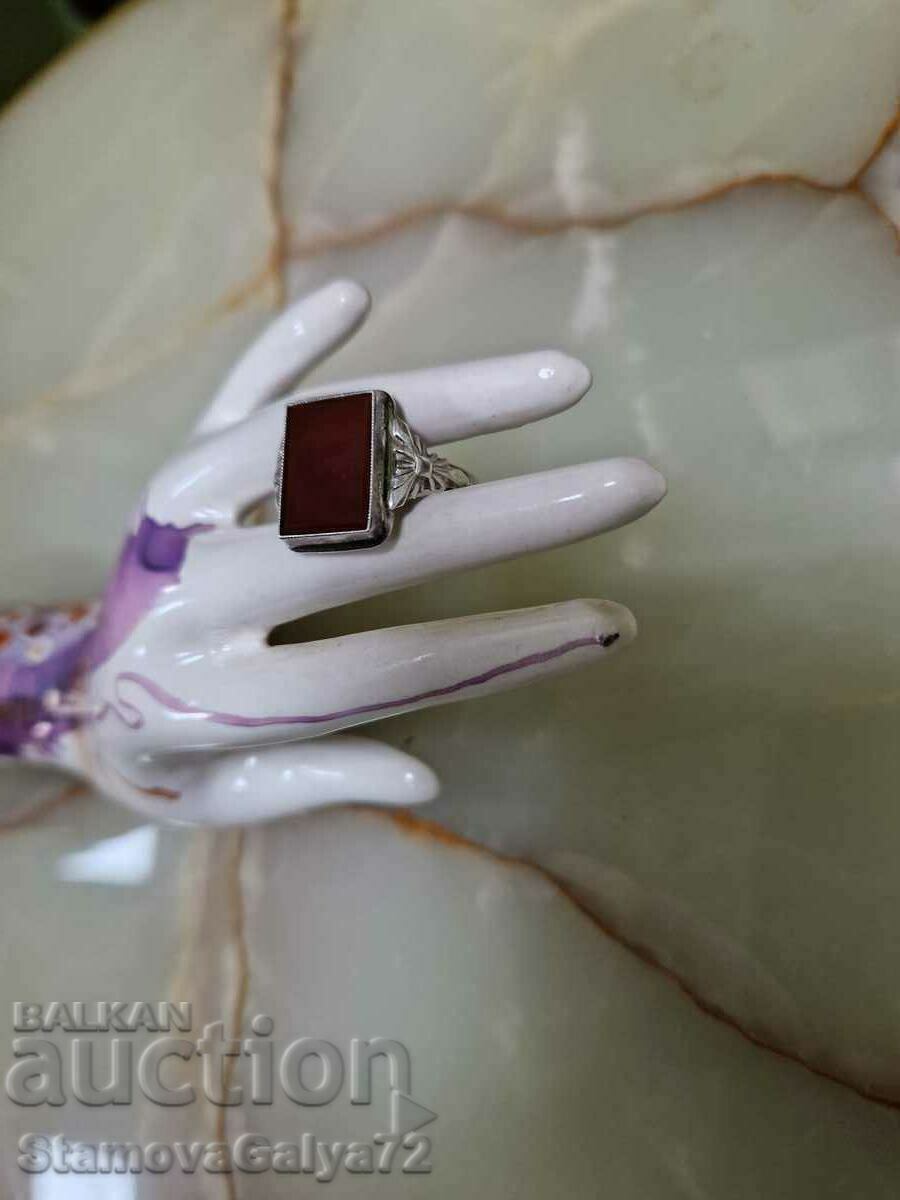 A great antique silver carnelian ring - 7