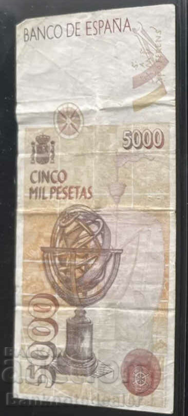 Spania 5000 Pesetas 1992-6 Pick 165 Ref