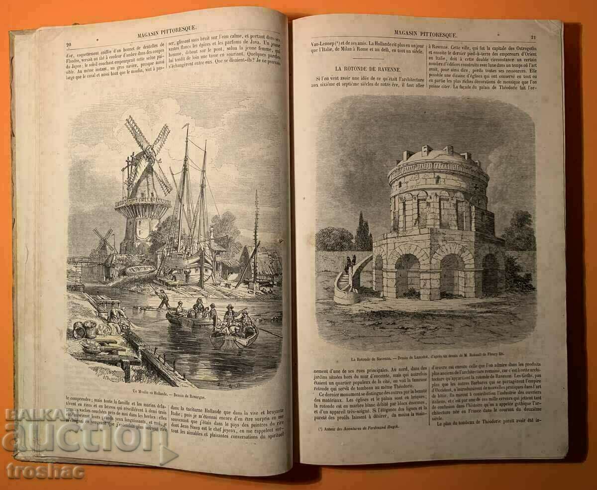 Old Book French Magazine με πολλές εικονογραφήσεις 1859