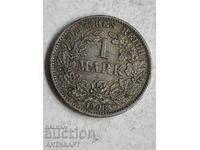 рядка сребърна монета 1 марка Германия сребро 1908 G