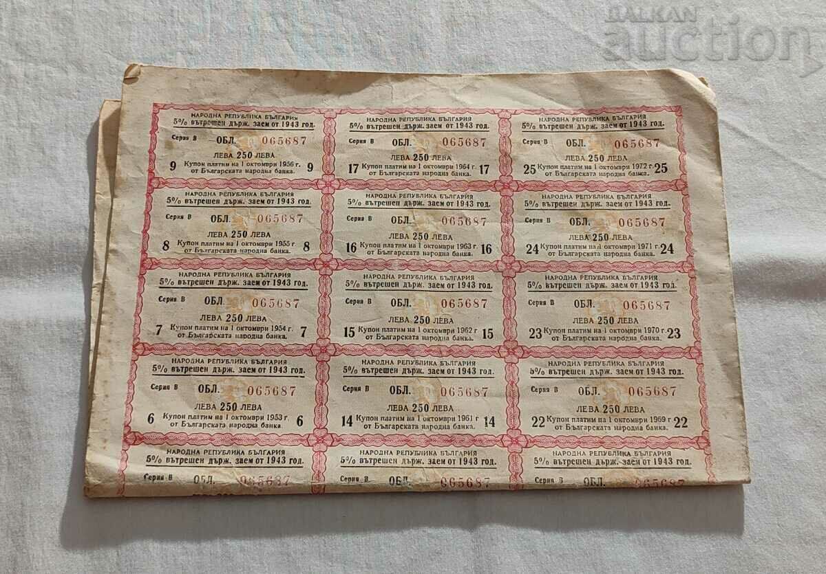 Auction BOND INTER. STATE LOAN 1943 5000 BGN 5% No. 065687 Auction BOND INTER. STATE LOAN 1943 5000 BGN 5% No. 065687