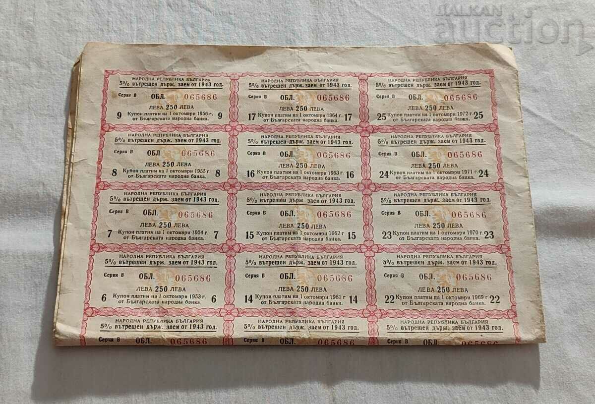 Delivery of BOND INTER. STATE LOAN 1943 BGN 5000 5% No. 065686 Delivery of BOND INTER. STATE LOAN 1943 BGN 5000 5% No. 065686