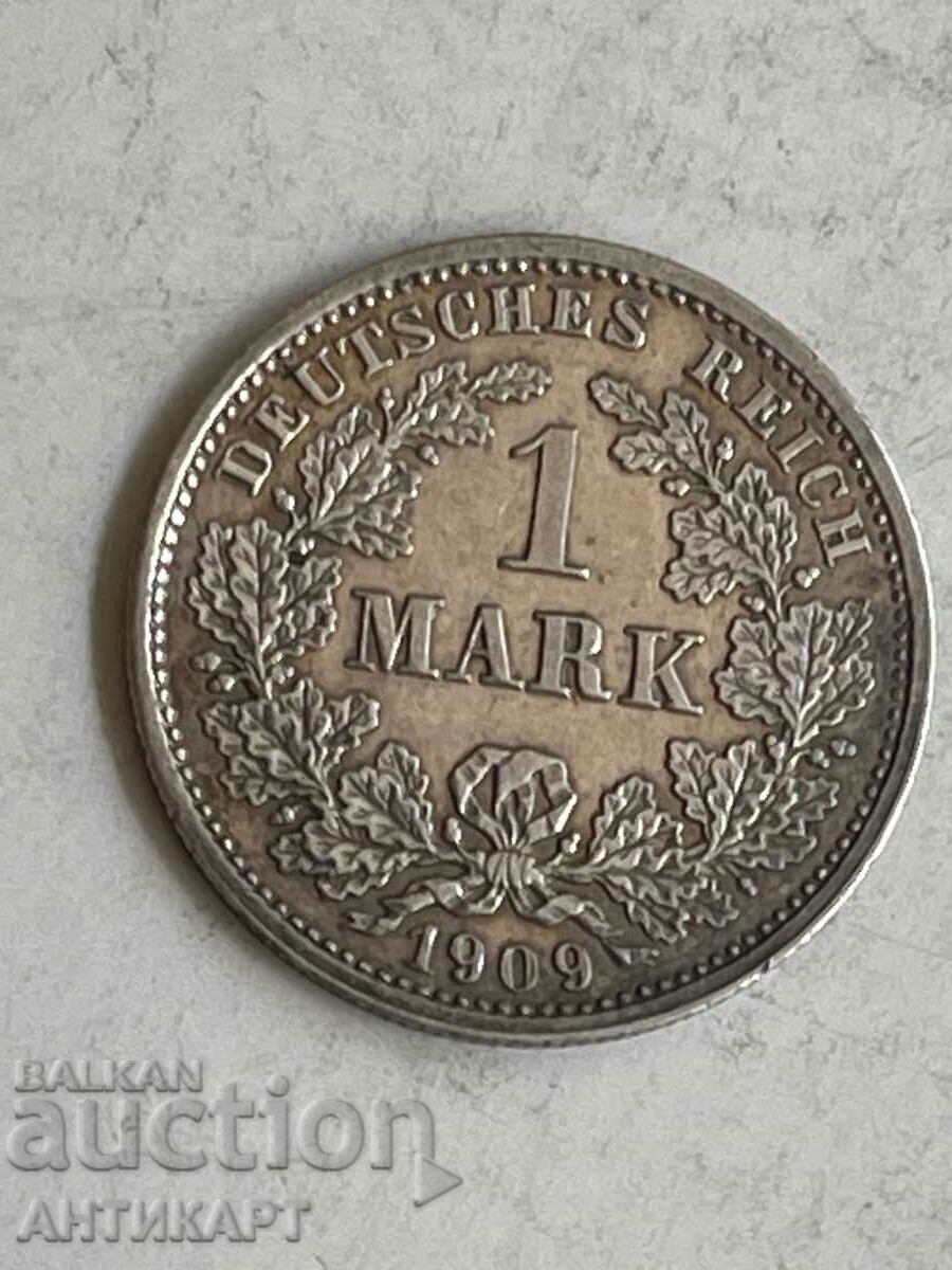 rare silver coin 1 mark Germany silver 1909 D