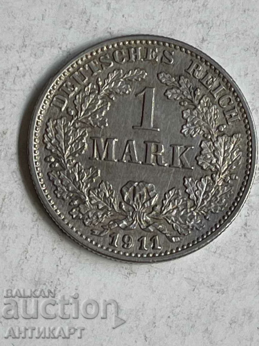 σπάνιο ασημένιο νόμισμα 1 μάρκα Γερμανία ασήμι 1911 G