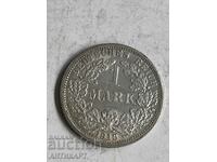 рядка сребърна монета 1 марка Германия сребро 1916 F