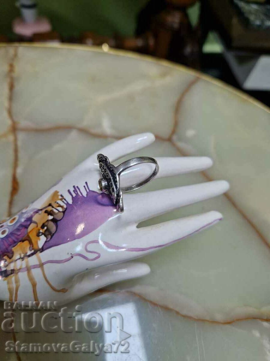 Стар красив антикварен сребърен пръстен проба 950 - 5