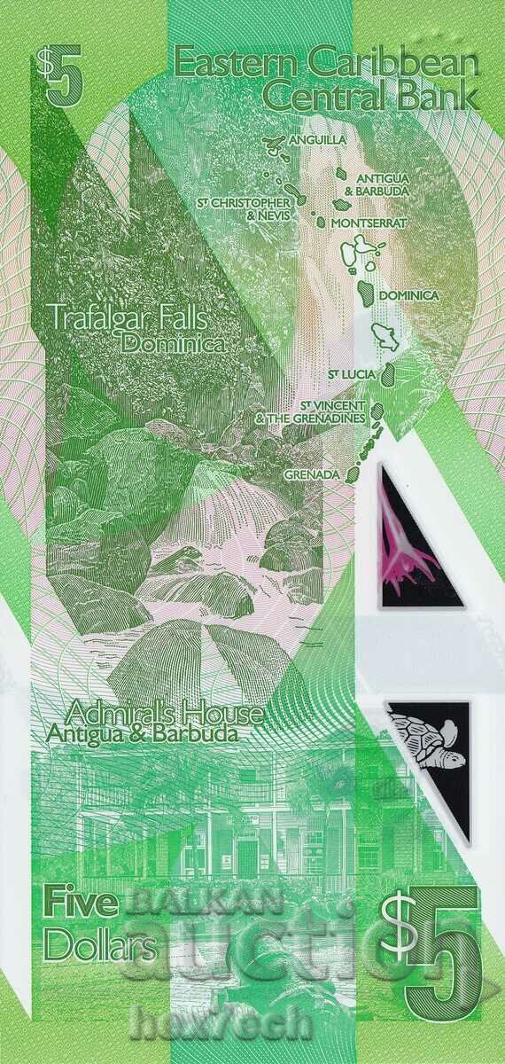 Auction  ❤️ ⭐ Eastern Caribbean 2021 $5 Polymer UNC new ⭐ ❤️