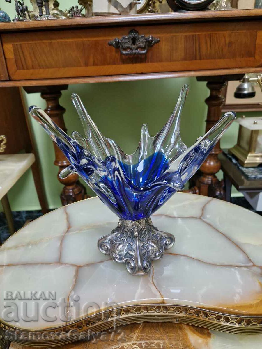 Unique antique crystal bomboniere bowl