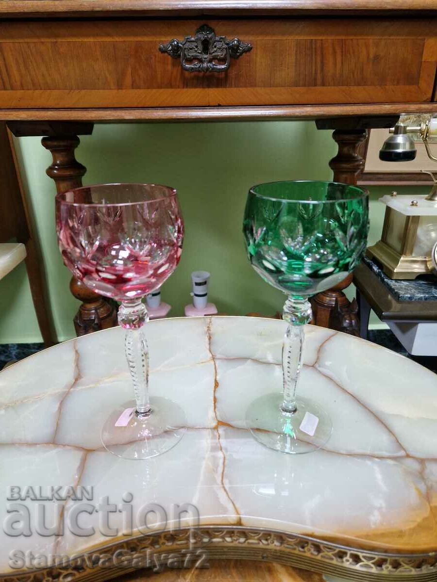 Чифт страхотни кристални чаши Бохемия