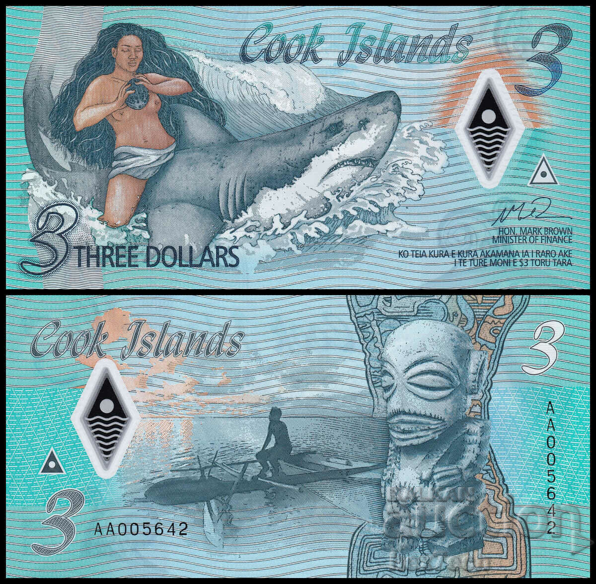 ❤️ ⭐ Cook Islands 2021 $3 Polymer UNC New ⭐ ❤️
