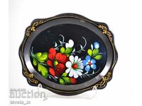 Hand painted metal serving tray USSR Russia