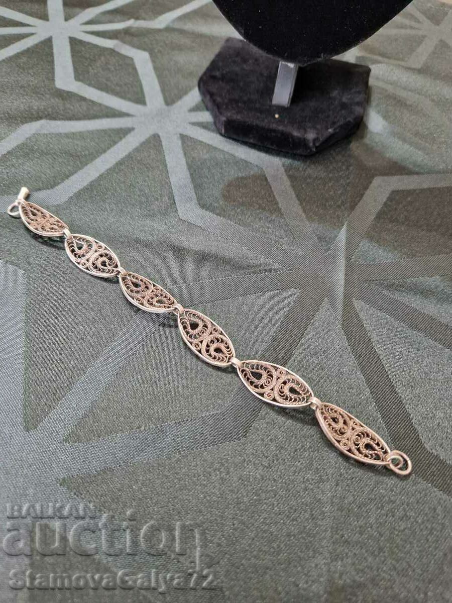Страхотна антикварна сребърна гривна с филигран - 6 Страхотна антикварна сребърна гривна с филигран - 6
